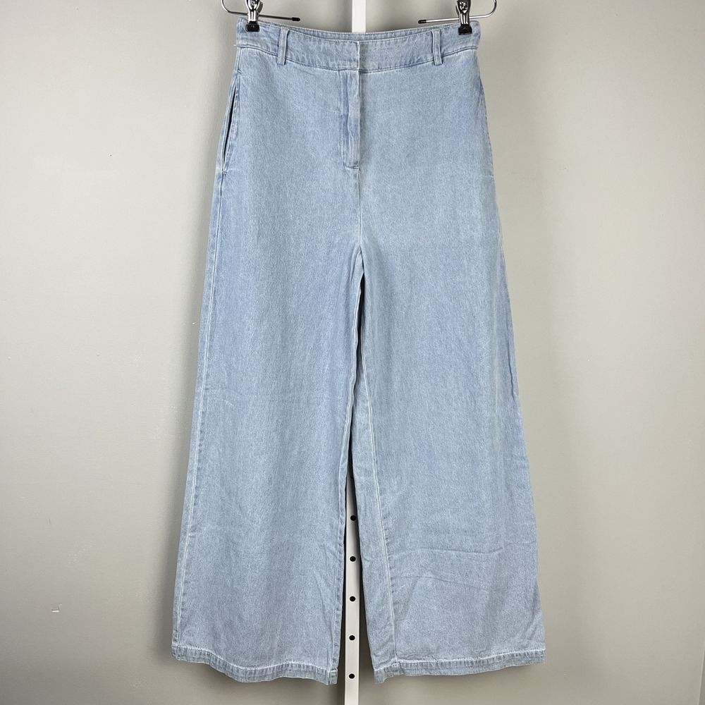 House of Harlow 1960 Blue Cotton Wide Leg Pants Trousers Jeans Womens Size 6